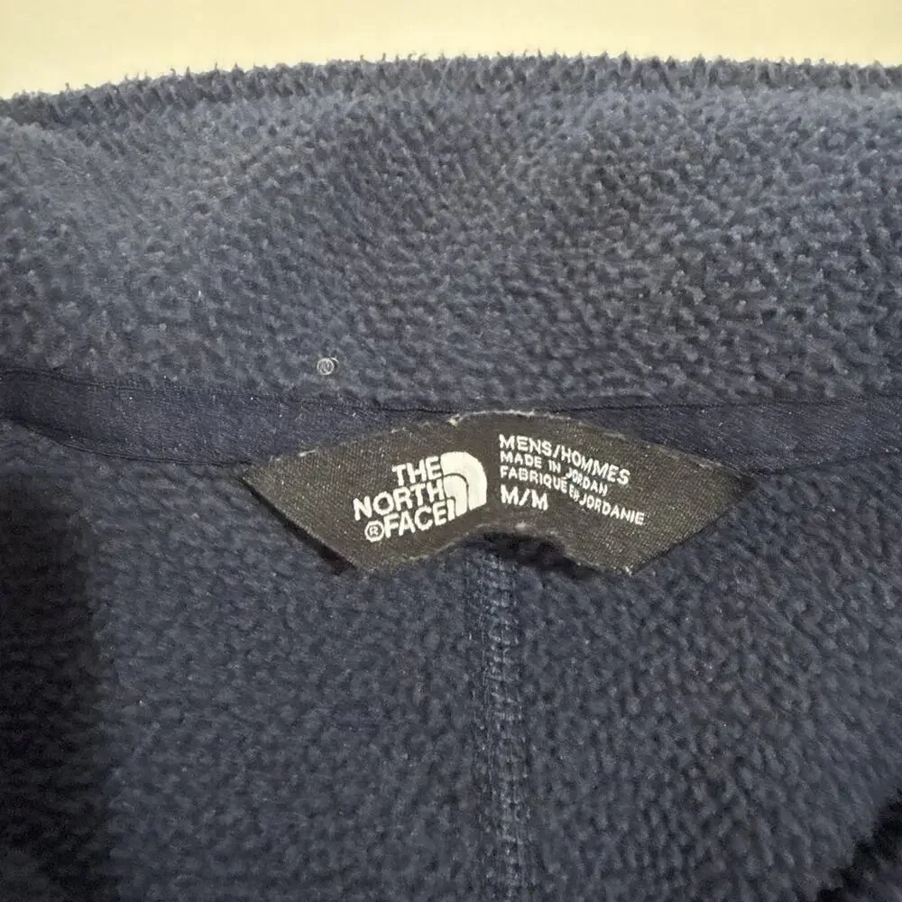 The North Face Mens Waffle Knit Quarter Zip Fleece Pullover Navy Blue Medium